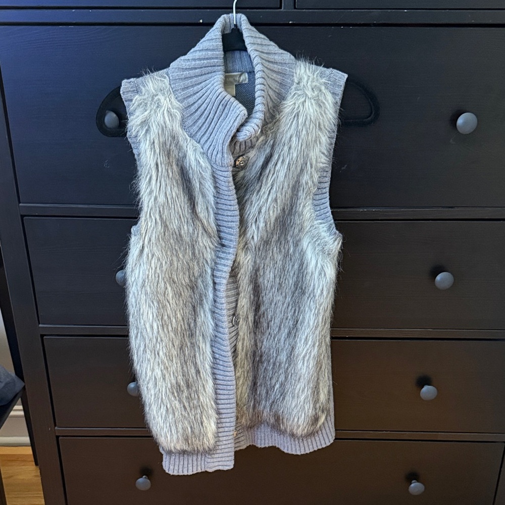 Gray and Faux Fur Vest- Michael Kors